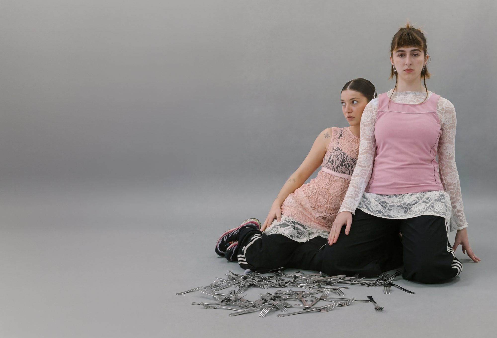 ‘We wanna have a lot of forks in a backpack’ (2026) by Lola Borroni and Hannah Vella. Photo by Pascal Henle.