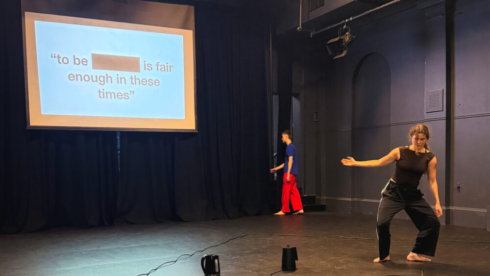 Rose Philpott and Max Burgess in the Sylvia Staehli Theatre, Dancehouse, 2026.